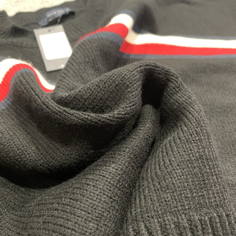NWT Tommy Hilfiger Women's Navy Blue Pullover Sweater Stripes Logo - Size L - Picture 3 of 11